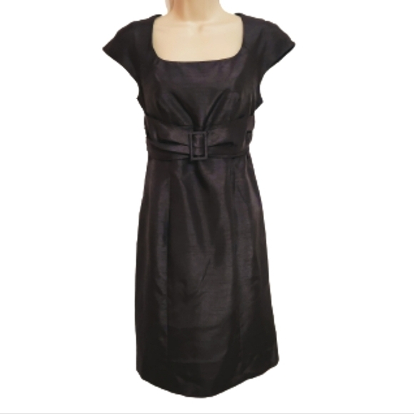 Madison Leigh Petite Belted Tailored Pencil Dress Grey 4 Petite - Picture 1 of 13